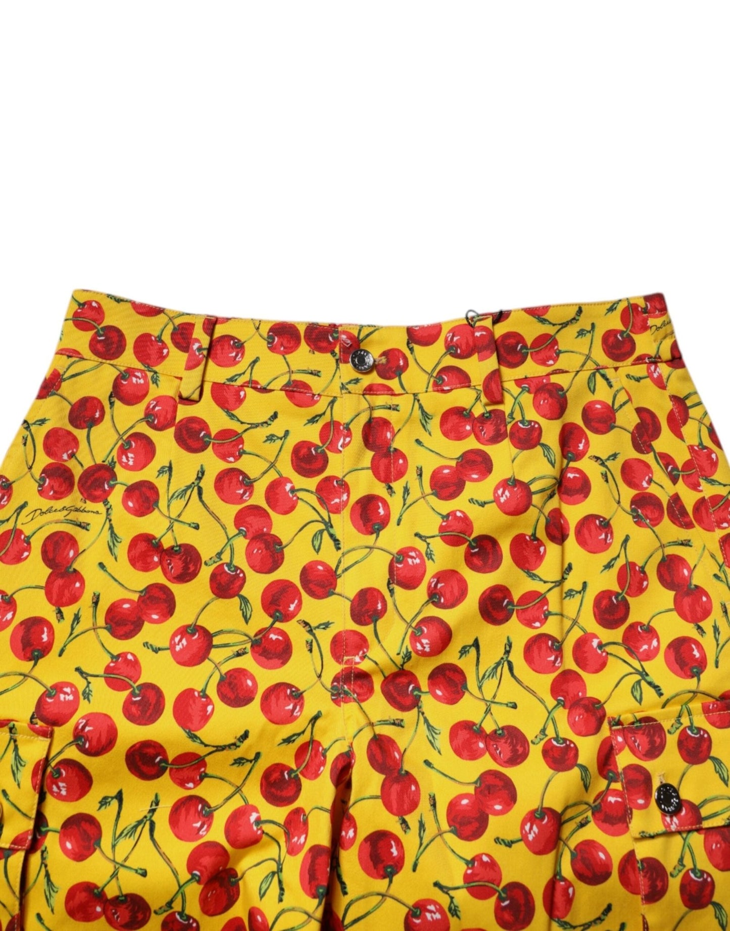 Dolce & Gabbana Yellow Cherry Print Cotton Men Bermuda Shorts - Sandy Store ByNet