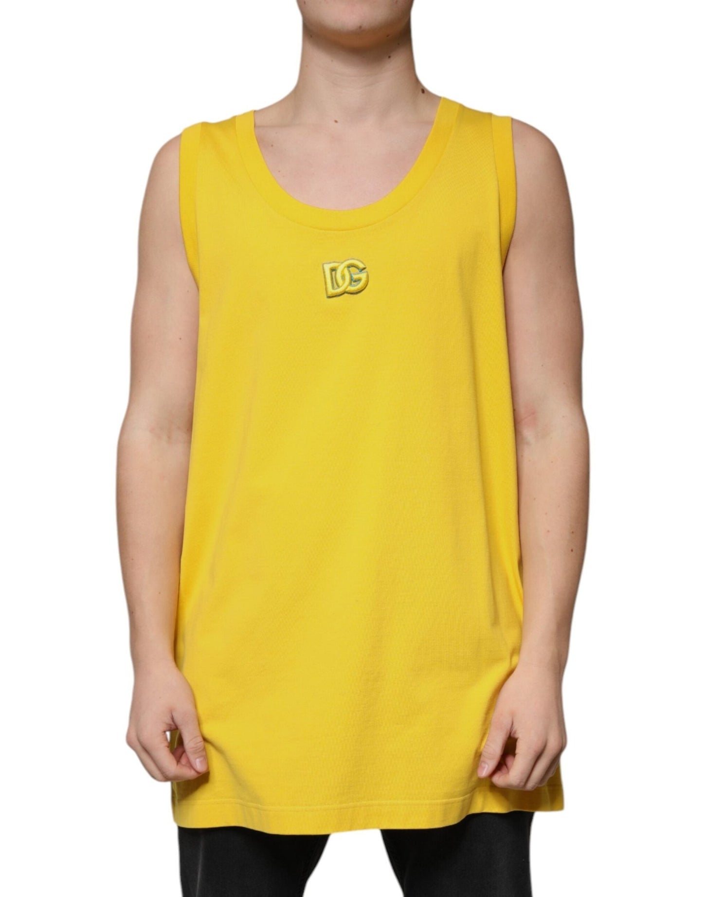 Dolce & Gabbana Yellow Cotton Round Neck Sleeveless T-shirt – IT50 | L par Dolce & Gabbana | Disponible sur Sandy Store ByNet
