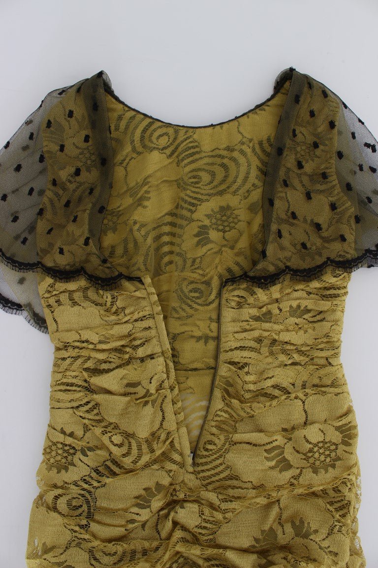 Dolce & Gabbana Yellow Floral Lace Sheath Dress - Sandy Store ByNet