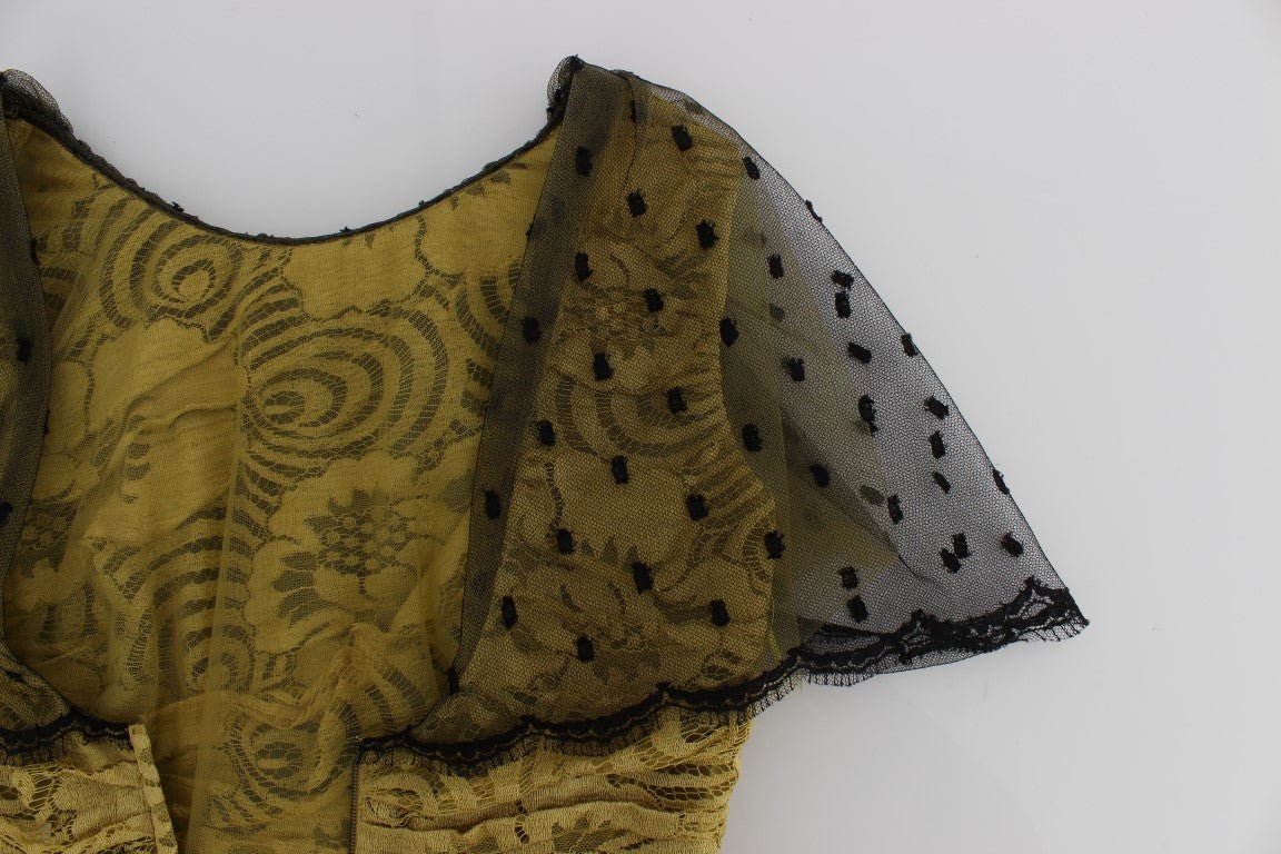 Dolce & Gabbana Yellow Floral Lace Sheath Dress - Sandy Store ByNet