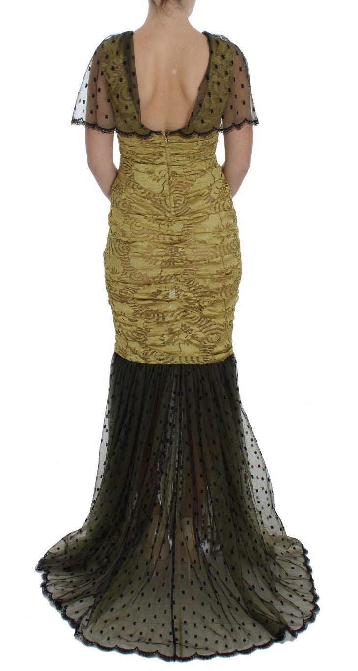 Dolce & Gabbana Yellow Floral Lace Sheath Dress - Sandy Store ByNet