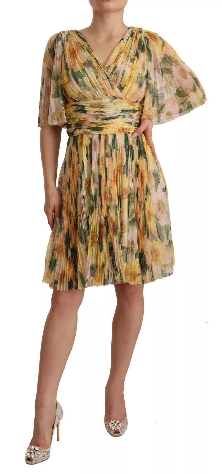 Dolce & Gabbana Yellow Floral Print Pleated Maxi Dress – IT38 | XS par Dolce & Gabbana | Disponible sur Sandy Store ByNet