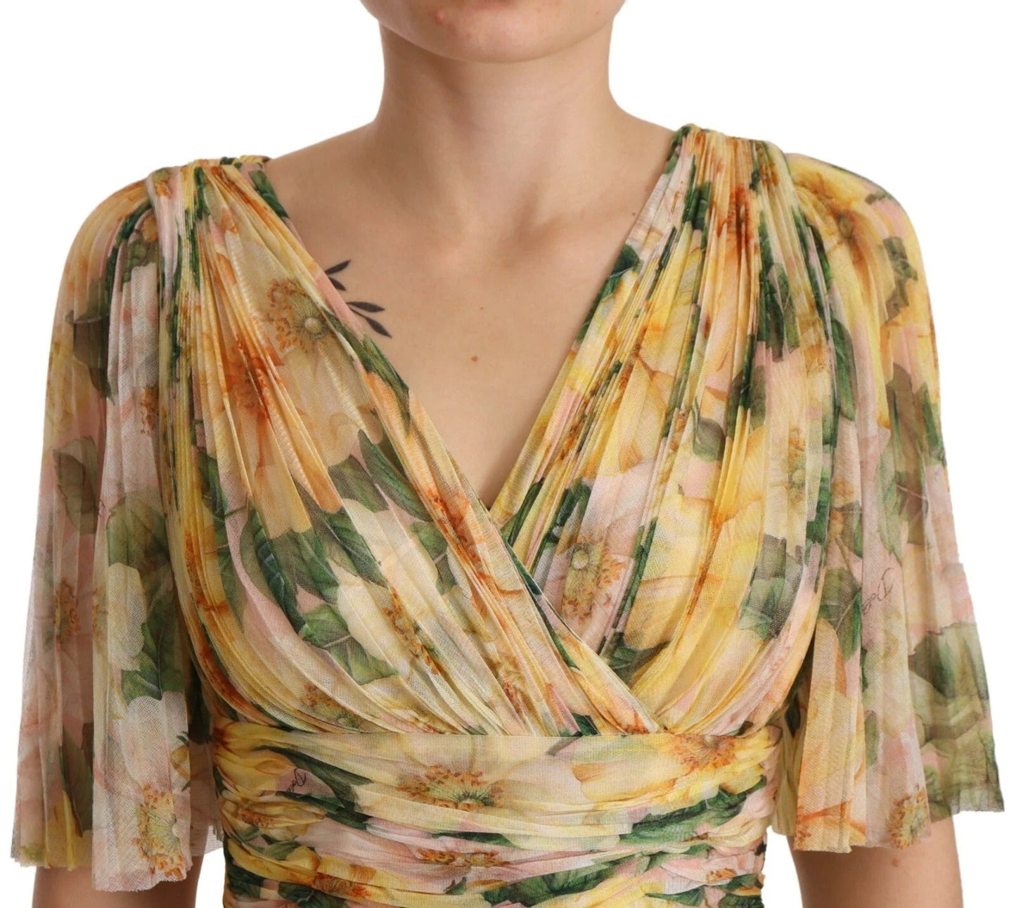 Dolce & Gabbana Yellow Floral Print Pleated Maxi Dress – IT38 | XS par Dolce & Gabbana | Disponible sur Sandy Store ByNet