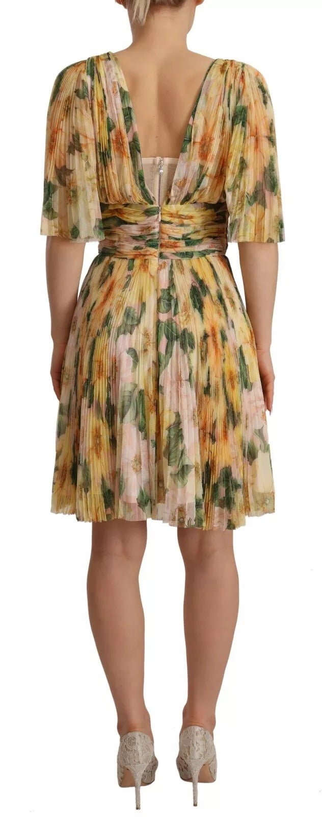 Dolce & Gabbana Yellow Floral Print Pleated Maxi Dress – IT38 | XS par Dolce & Gabbana | Disponible sur Sandy Store ByNet