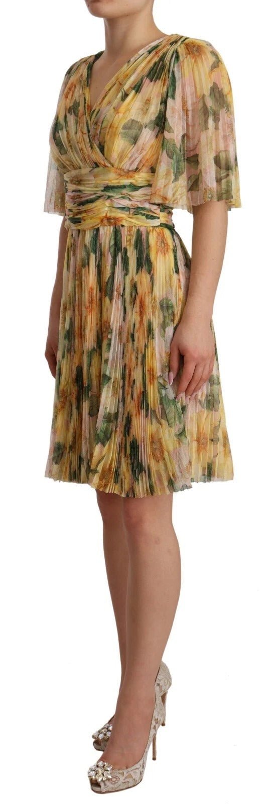 Dolce & Gabbana Yellow Floral Print Pleated Maxi Dress – IT38 | XS par Dolce & Gabbana | Disponible sur Sandy Store ByNet
