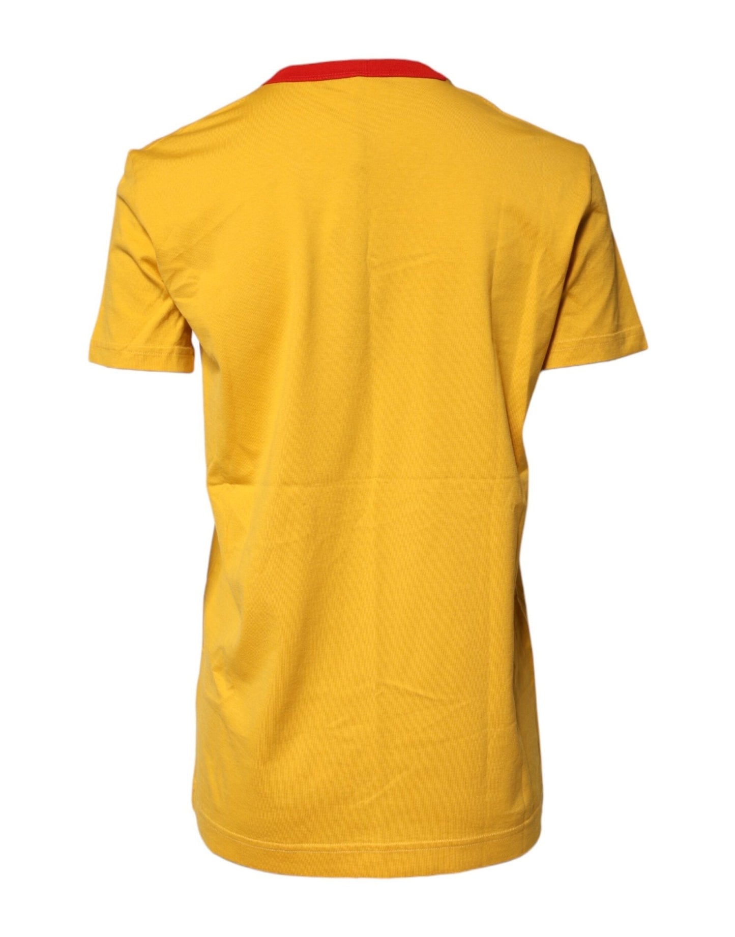 Dolce & Gabbana Yellow Printed Cotton Short Sleeves T-shirt - Sandy Store ByNet