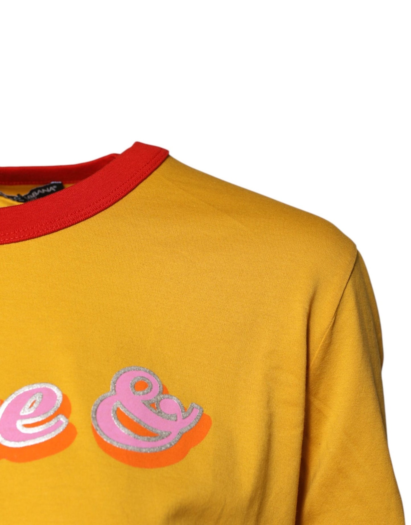 Dolce & Gabbana Yellow Printed Cotton Short Sleeves T-shirt - Sandy Store ByNet