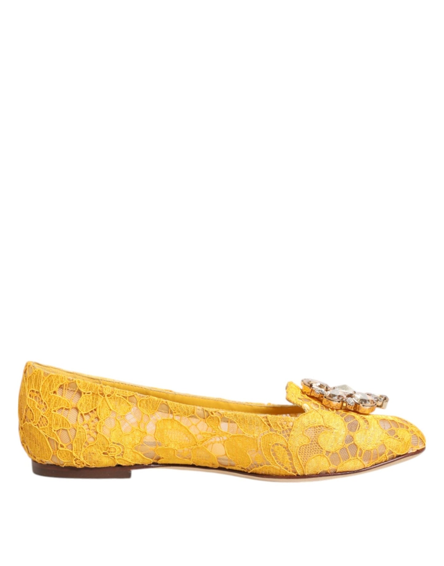Dolce & Gabbana Yellow Taormina Lace Crystals Flats Shoes – EU36/US5.5 par Dolce & Gabbana | Disponible sur Sandy Store ByNet