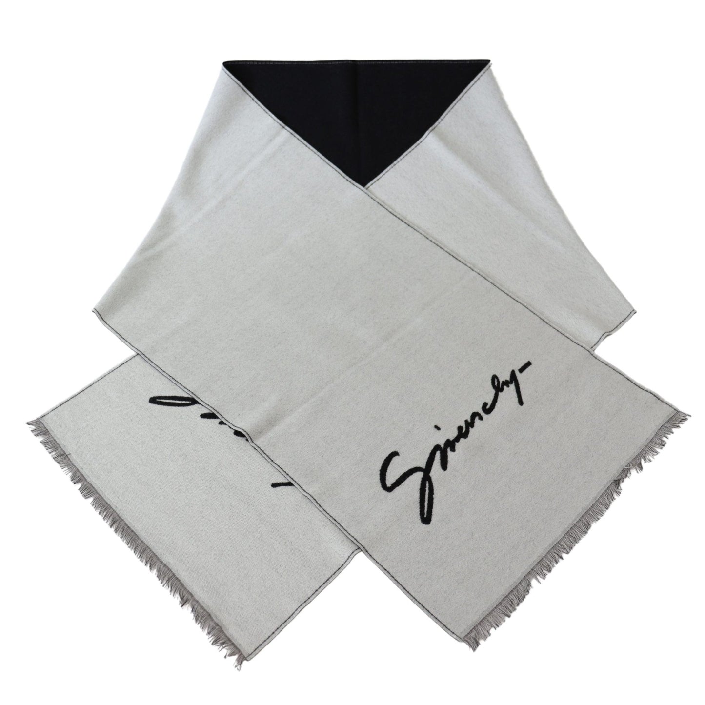 Givenchy Elegant Monochrome Wool - Silk Blend Scarf - Sandy Store ByNet