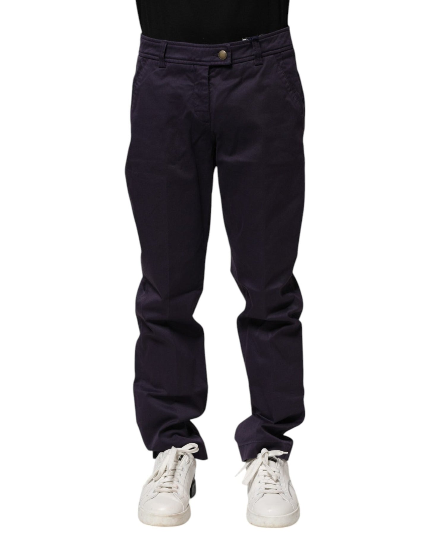 Incotex Dark Purple Mid Waist Casual Straight Pants – IT44 | XS par Incotex | Disponible sur Sandy Store ByNet