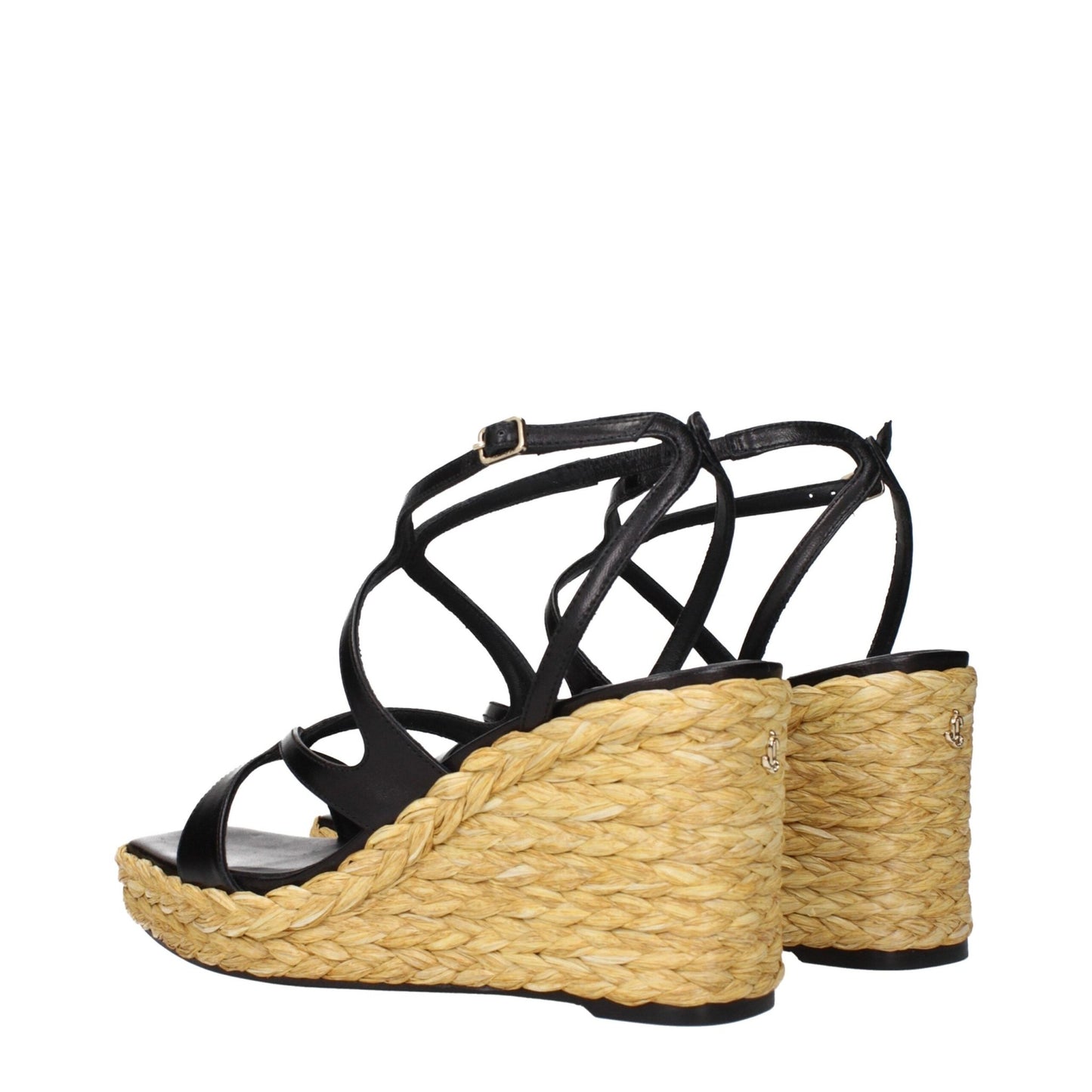 Jimmy Choo Black Leather Wedges Sandals – EU37/US7 par Jimmy Choo | Disponible sur Sandy Store ByNet