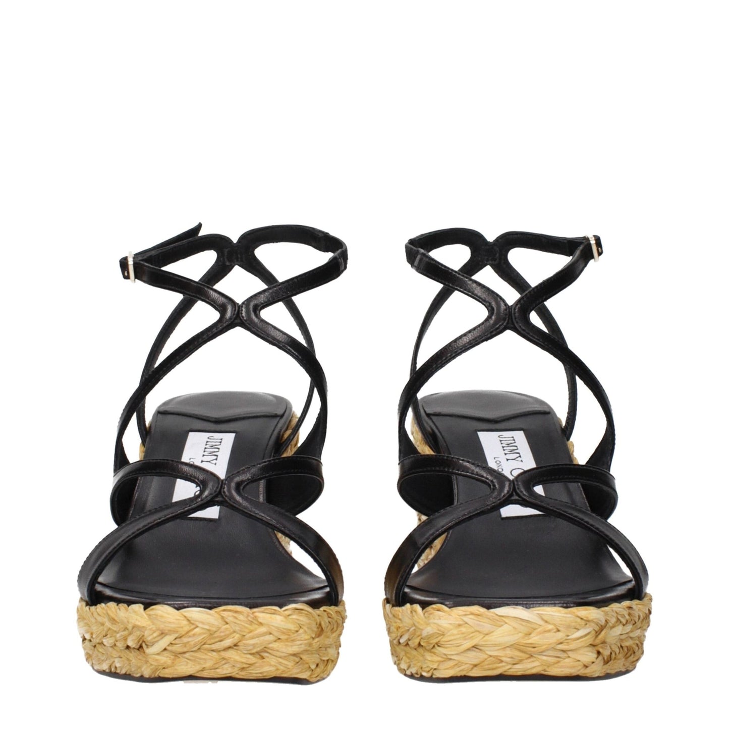 Jimmy Choo Black Leather Wedges Sandals – EU37/US7 par Jimmy Choo | Disponible sur Sandy Store ByNet