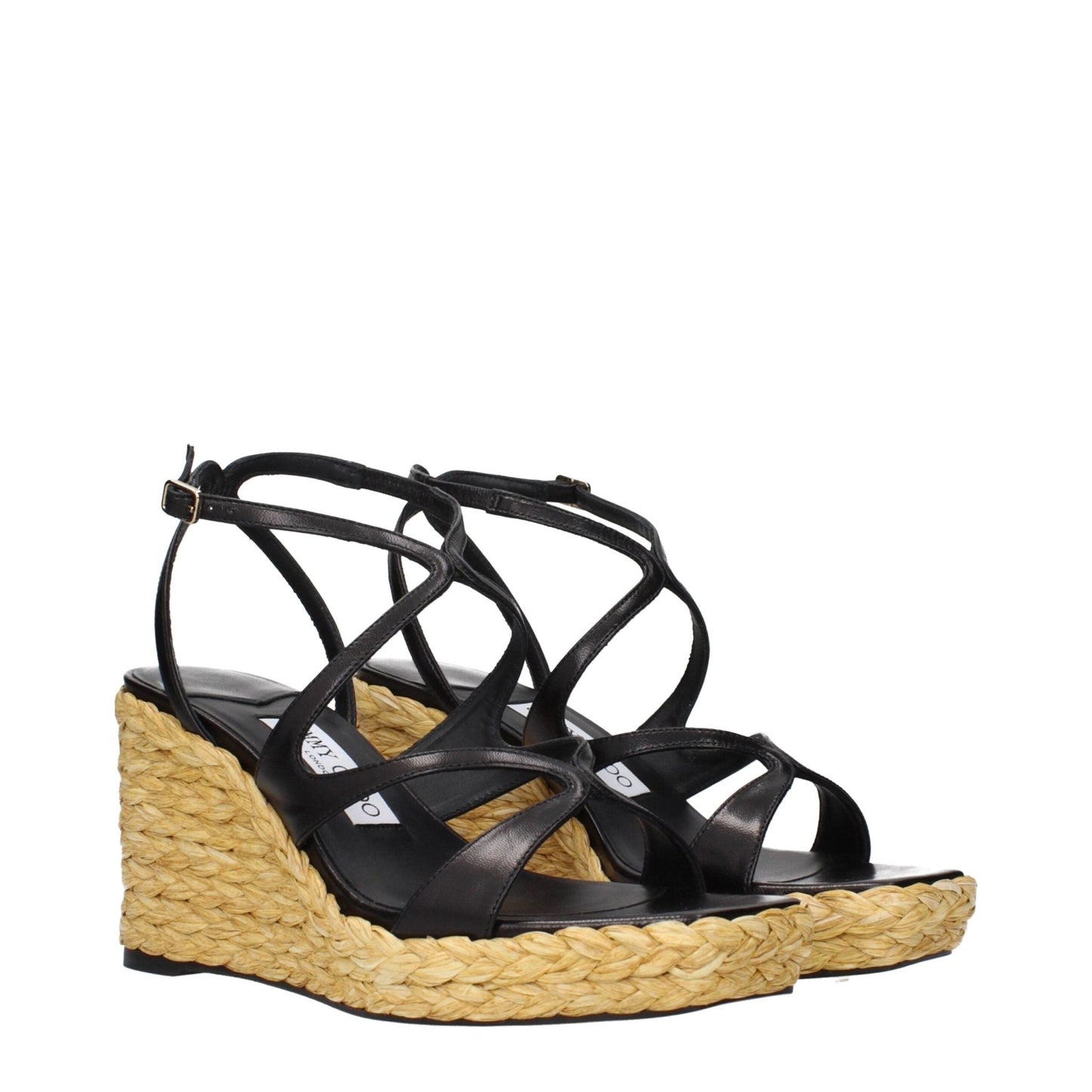 Jimmy Choo Black Leather Wedges Sandals – EU37/US7 par Jimmy Choo | Disponible sur Sandy Store ByNet