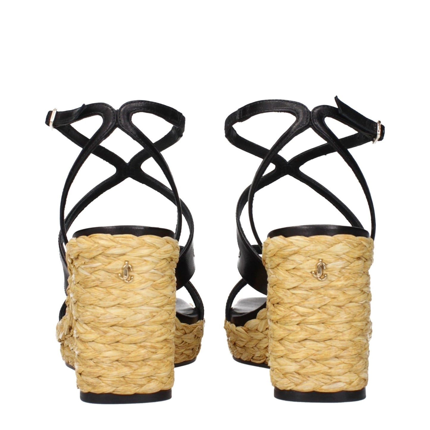 Jimmy Choo Black Leather Wedges Sandals – EU37/US7 par Jimmy Choo | Disponible sur Sandy Store ByNet