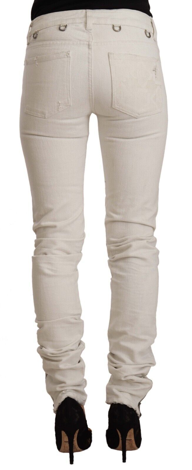 Karl Lagerfeld Chic White Mid - Waist Slim Fit Jeans - Sandy Store ByNet