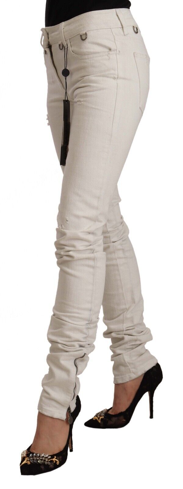Karl Lagerfeld Chic White Mid - Waist Slim Fit Jeans - Sandy Store ByNet