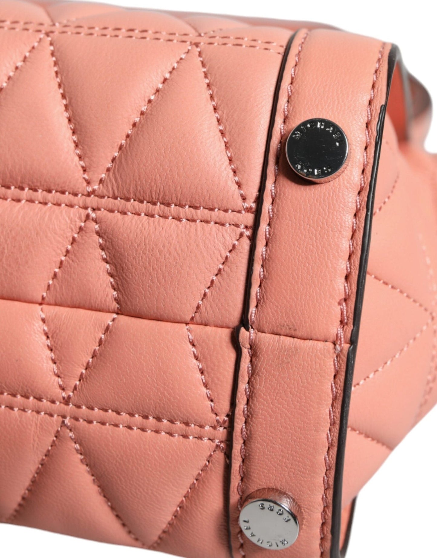 Michael Kors Peach Quilted Leather Logo Crossbody VIVIANNE Messenger Bag - Sandy Store ByNet