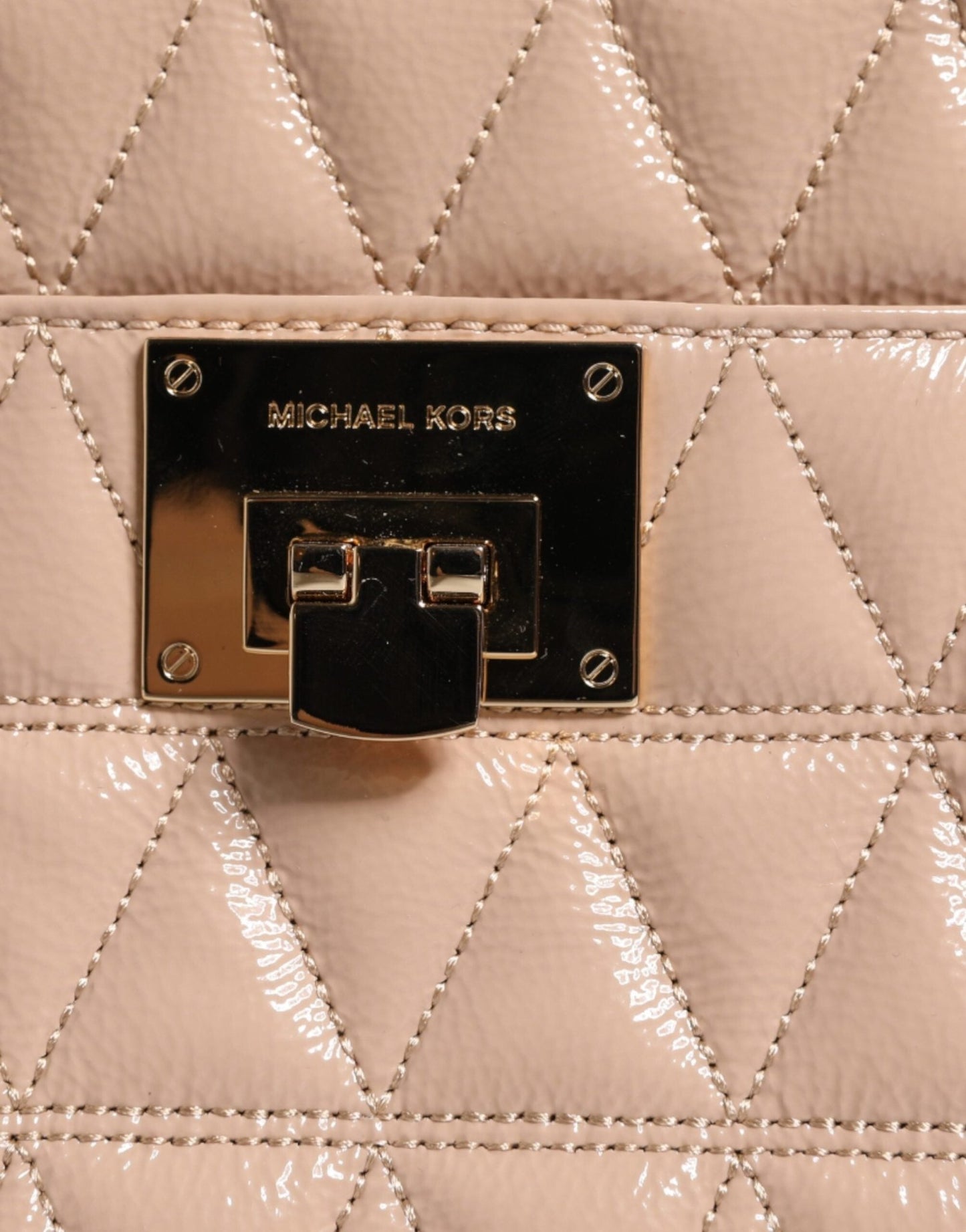 Michael Kors Peach Quilted Leather Logo Crossbody VIVIANNE Messenger Bag - Sandy Store ByNet