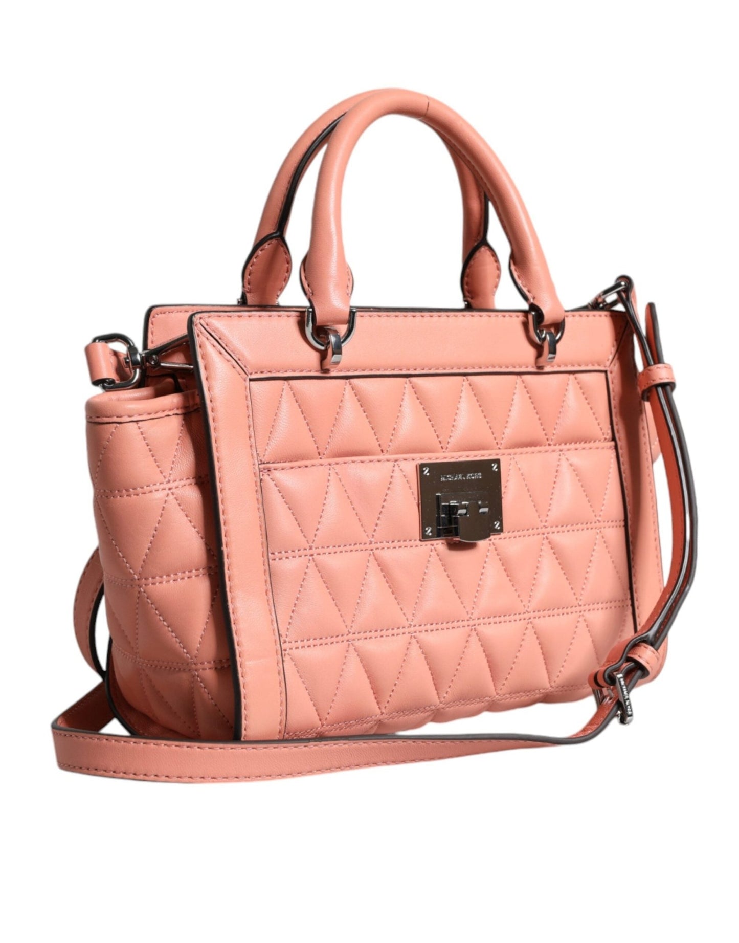 Michael Kors Peach Quilted Leather Logo Crossbody VIVIANNE Messenger Bag - Sandy Store ByNet