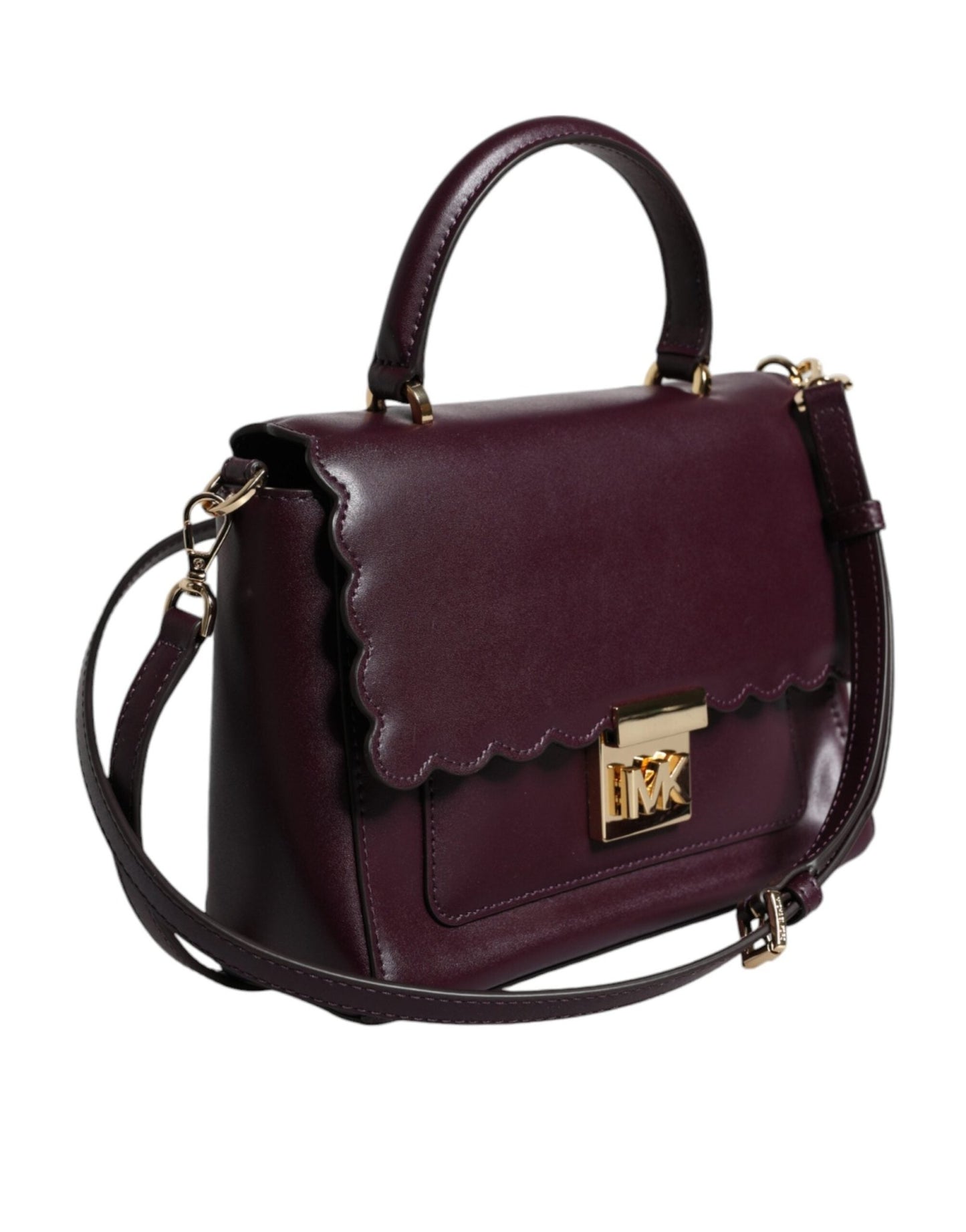 Michael Kors Purple Leather Logo Plaque Crossbody MINDY Satchel Bag - Sandy Store ByNet