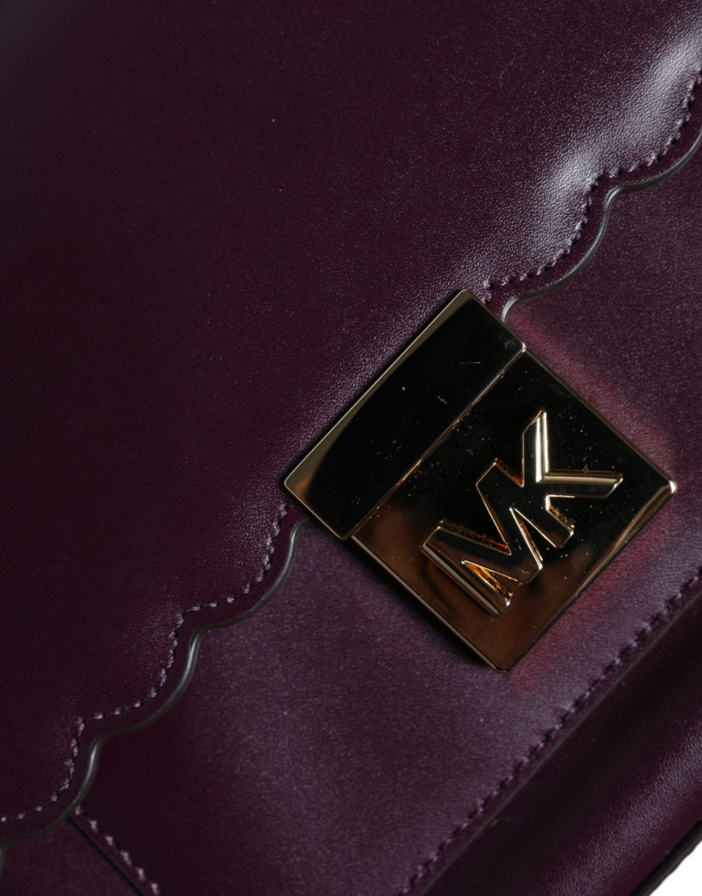 Michael Kors Purple Leather Logo Plaque Crossbody MINDY Satchel Bag - Sandy Store ByNet