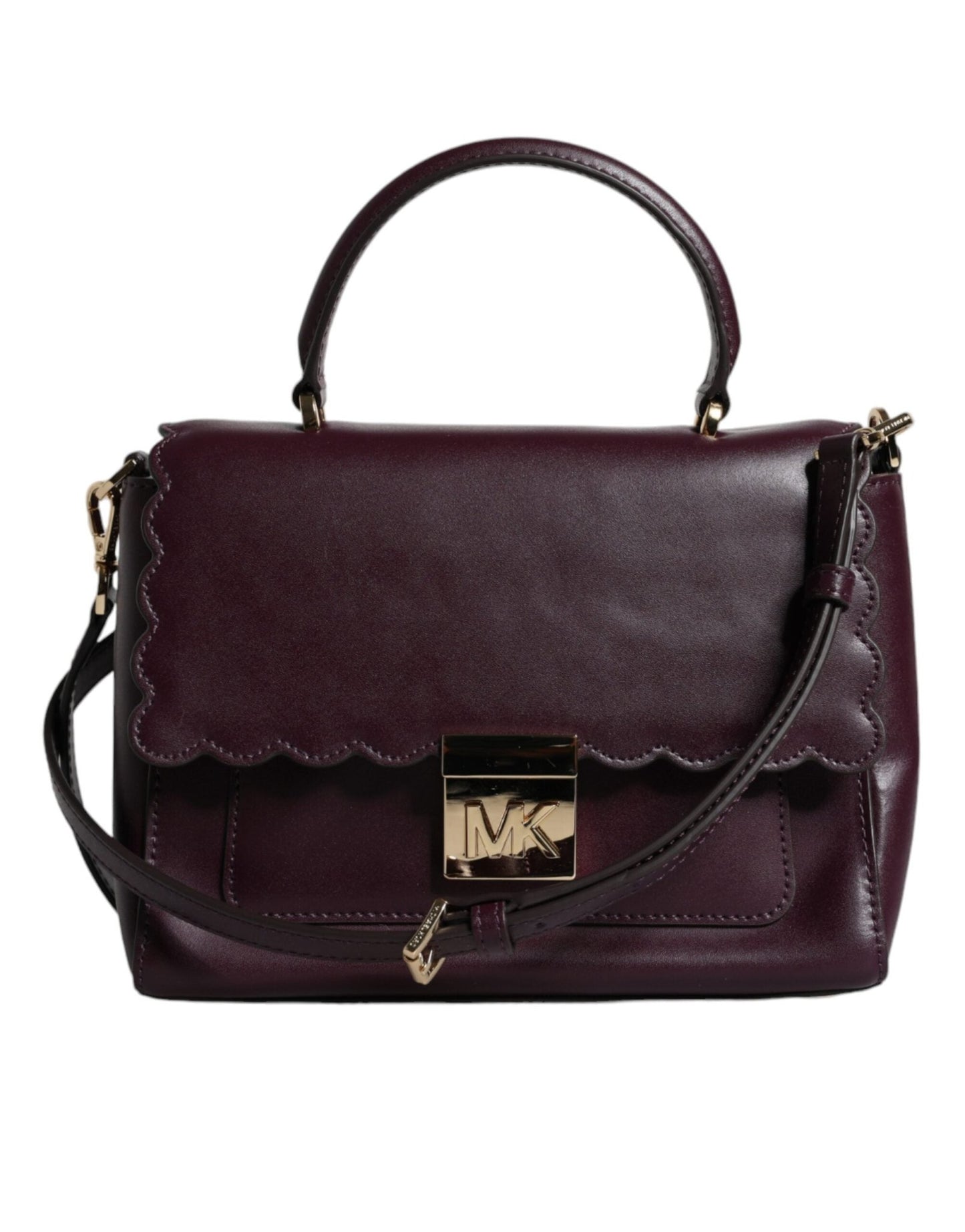 Michael Kors Purple Leather Logo Plaque Crossbody MINDY Satchel Bag - Sandy Store ByNet