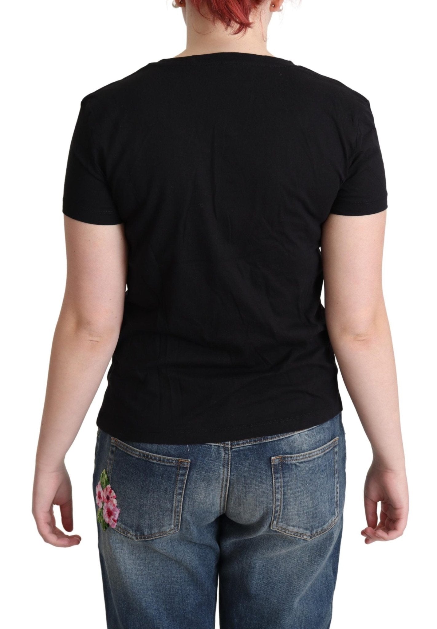 Moschino Chic Black Cotton Round Neck Tee - Sandy Store ByNet
