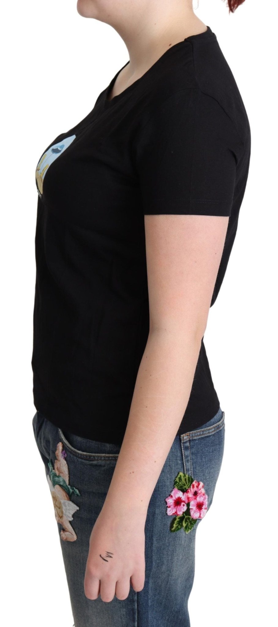 Moschino Chic Black Cotton Round Neck Tee - Sandy Store ByNet