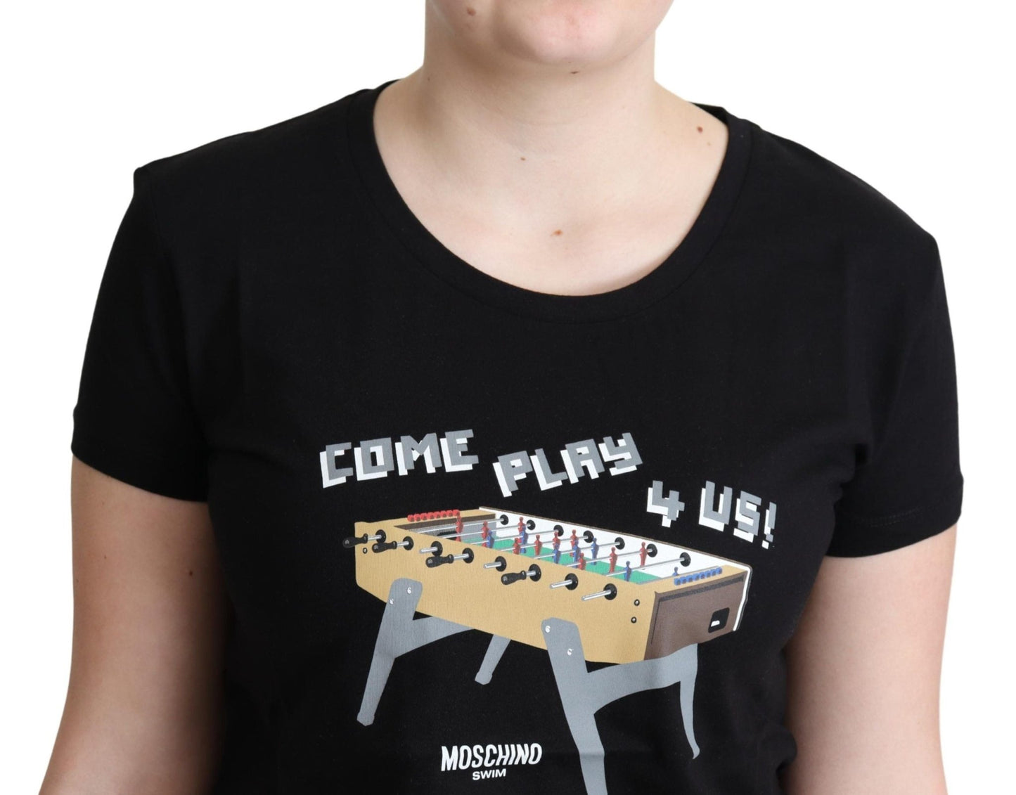 Moschino Chic Black Cotton Tee with Playful Print - Sandy Store ByNet