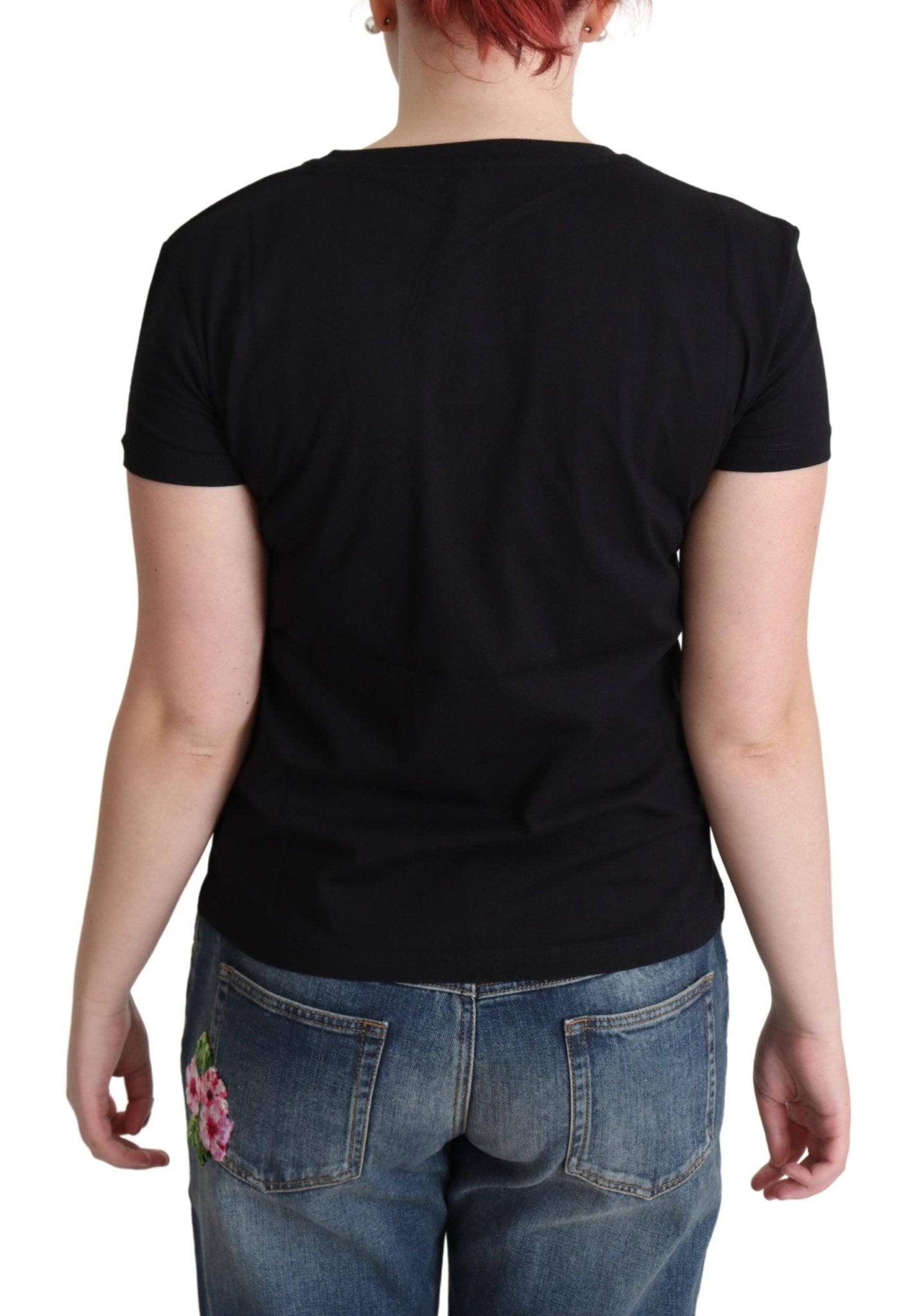 Moschino Chic Black Cotton Tee with Playful Print - Sandy Store ByNet