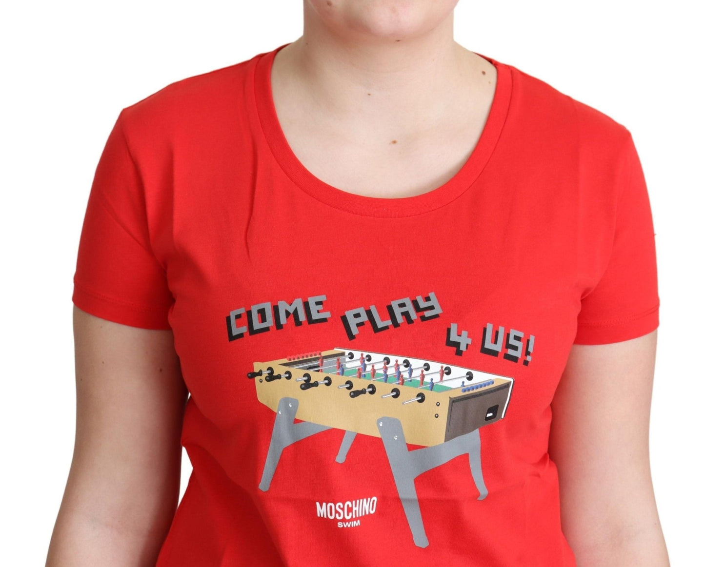 Moschino Chic Red Cotton Tee with Playful Print - Sandy Store ByNet
