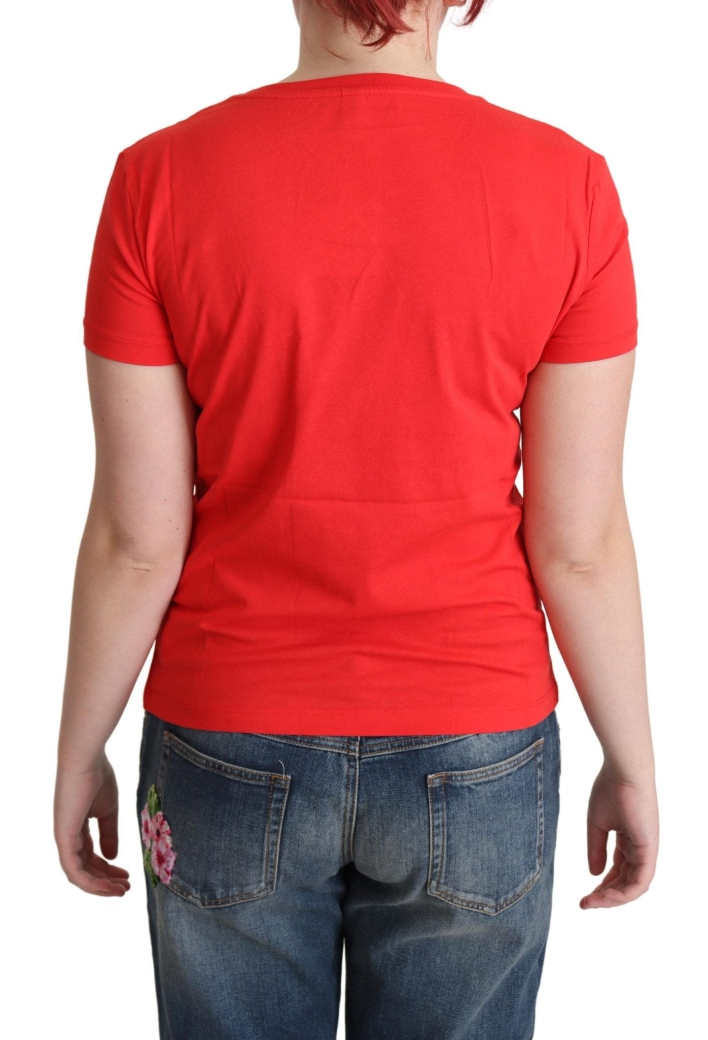 Moschino Chic Red Cotton Tee with Playful Print - Sandy Store ByNet