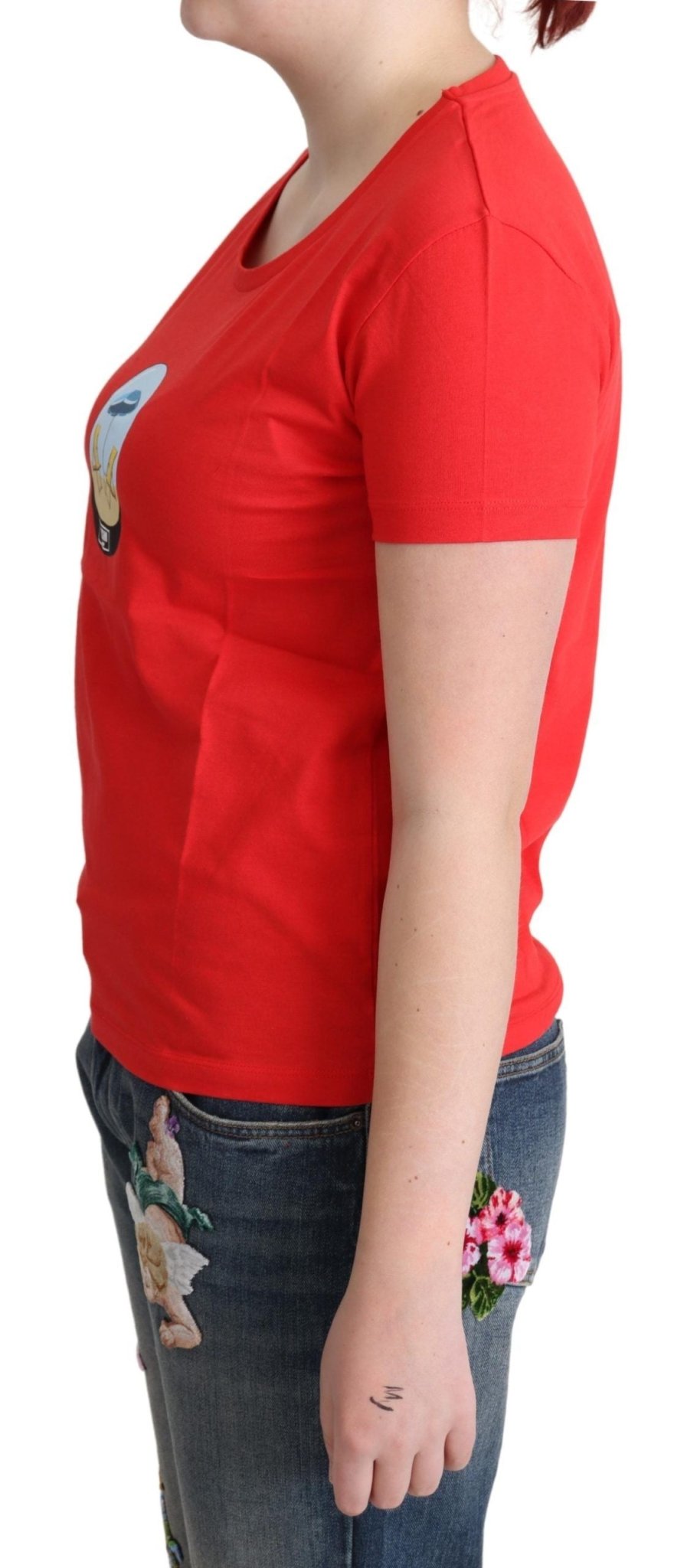 Moschino Chic Red Cotton Tee with Signature Print - Sandy Store ByNet