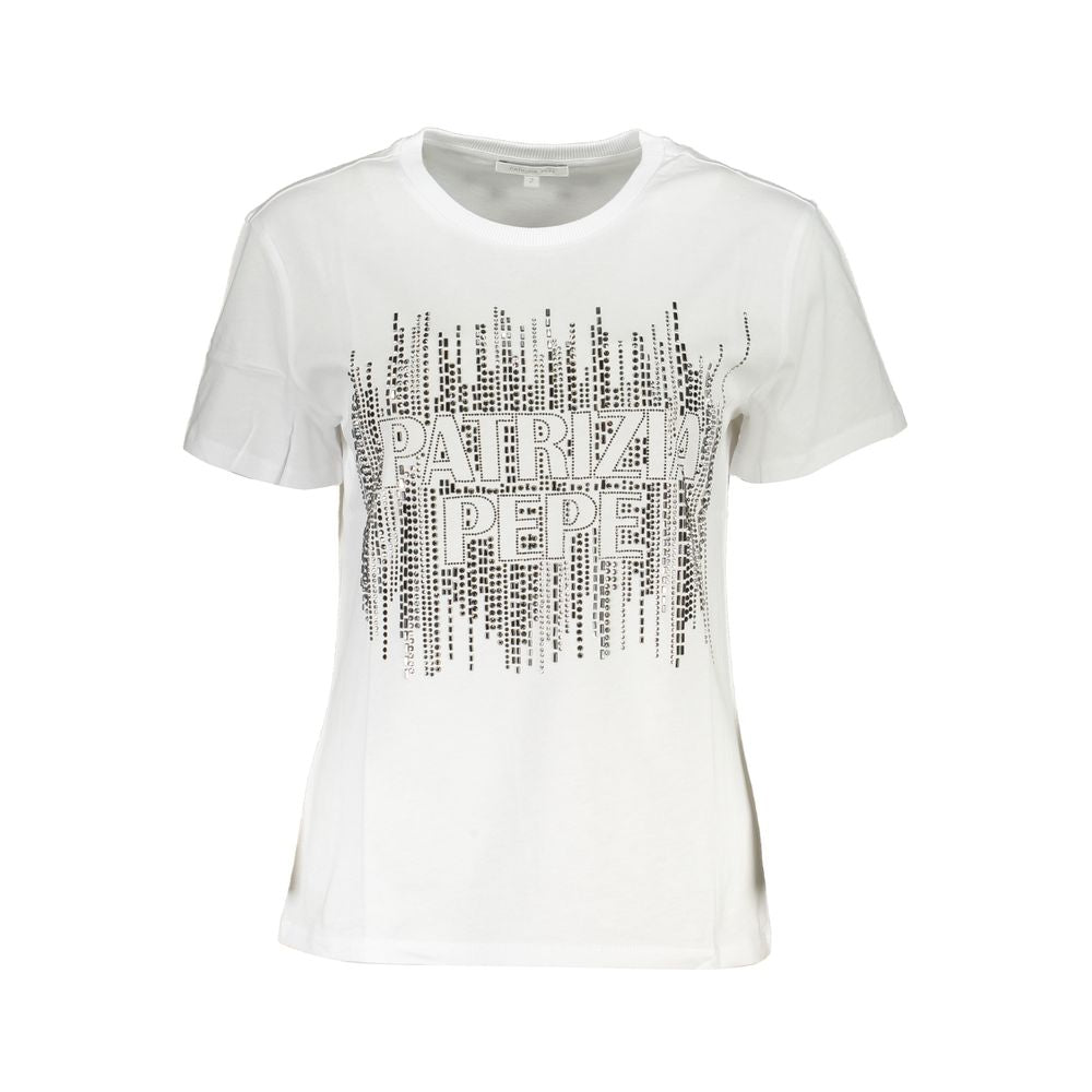 Patrizia Pepe Elegant Short Sleeve Crew Neck Tee with Logo - Sandy Store ByNet
