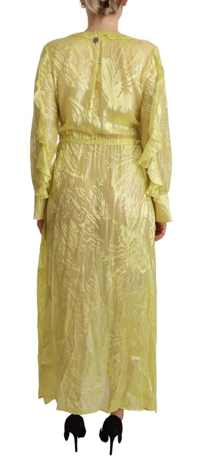 Patrizia Pepe Sunshine Silk Blend Maxi Dress - Long Sleeves & Plunge - Sandy Store ByNet