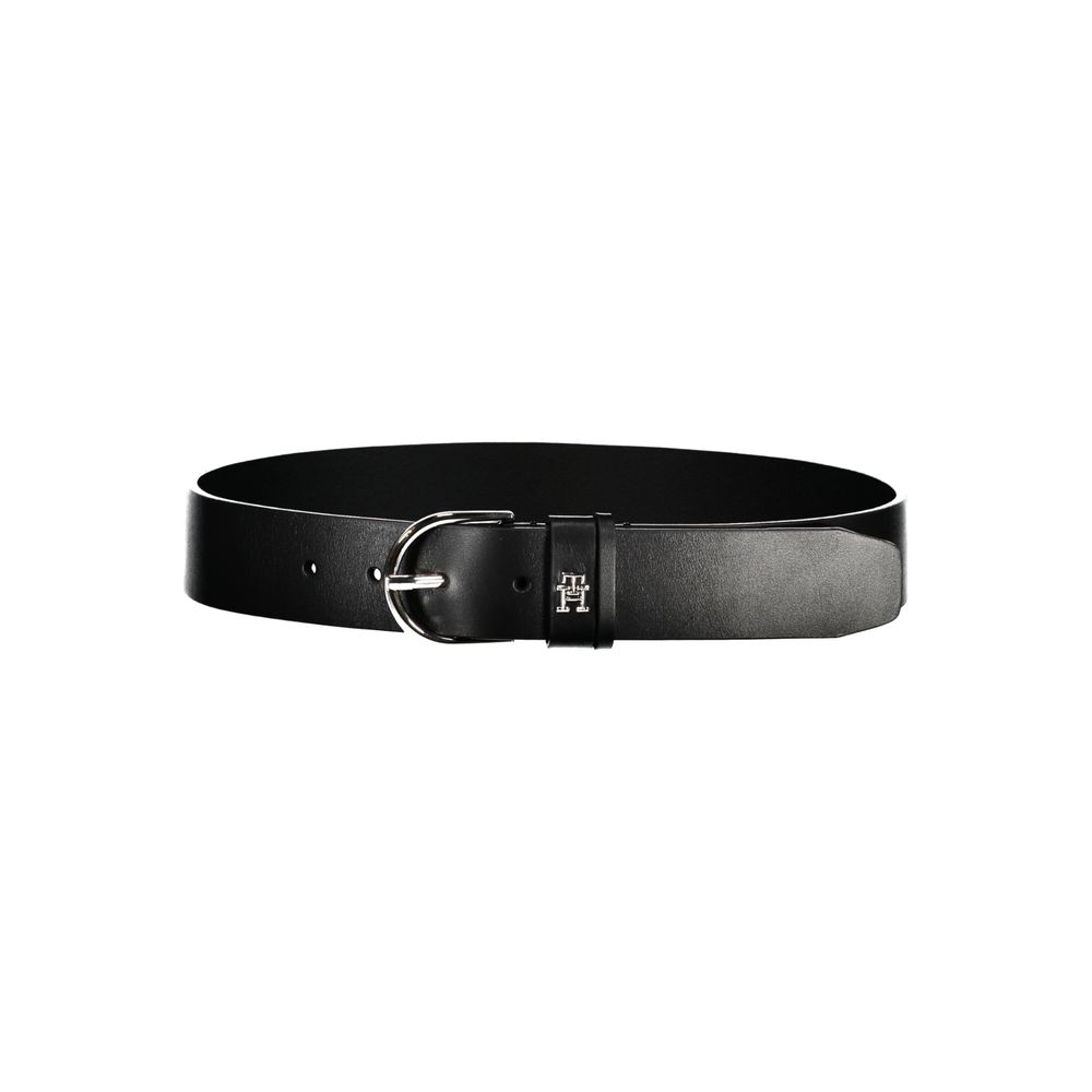 Tommy Hilfiger Chic Black Leather Belt with Metal Buckle - Sandy Store ByNet