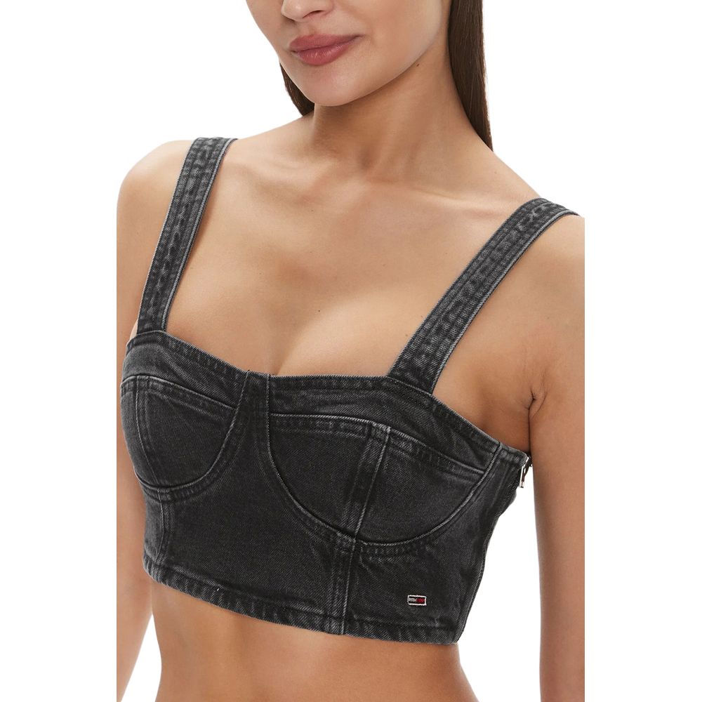 Tommy Hilfiger Jeans Black Recycled Cotton Tops & T-Shirt - Sandy Store ByNet