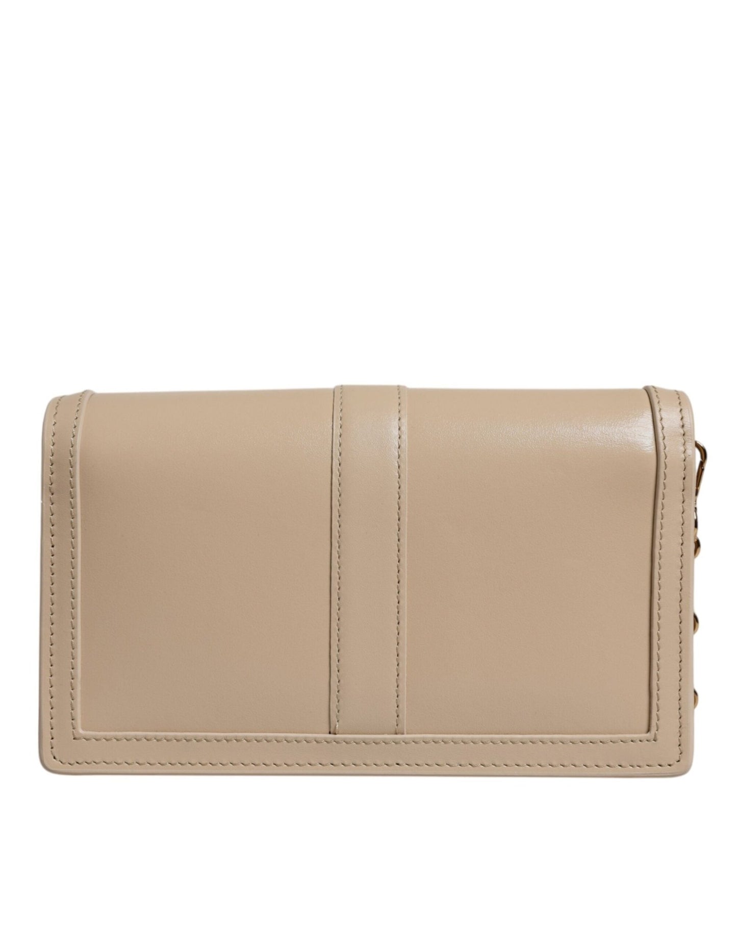 Versace Beige Gold Chain Calf Leather Wallet Crossbody Bag - Sandy Store ByNet