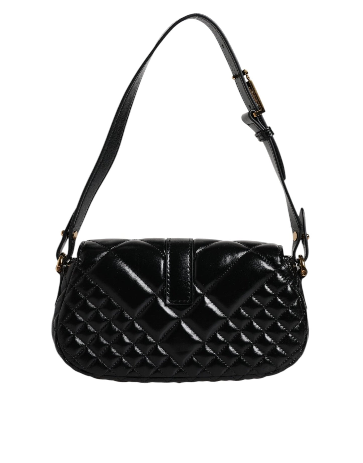 Versace Black Calf Leather Quilted Shoulder Strap Bag - Sandy Store ByNet