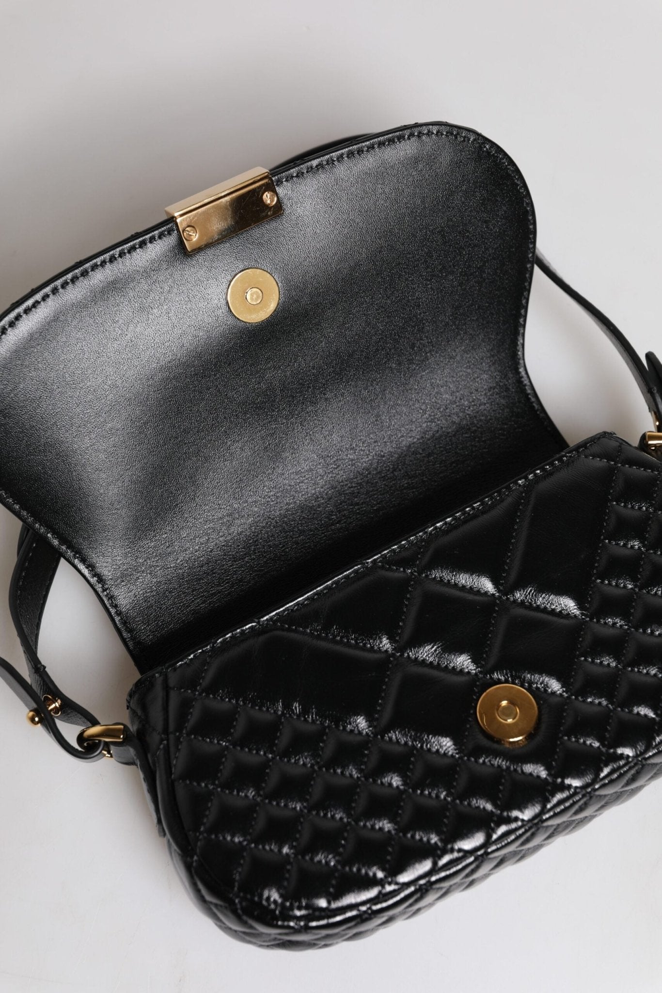 Versace Black Calf Leather Quilted Shoulder Strap Bag - Sandy Store ByNet