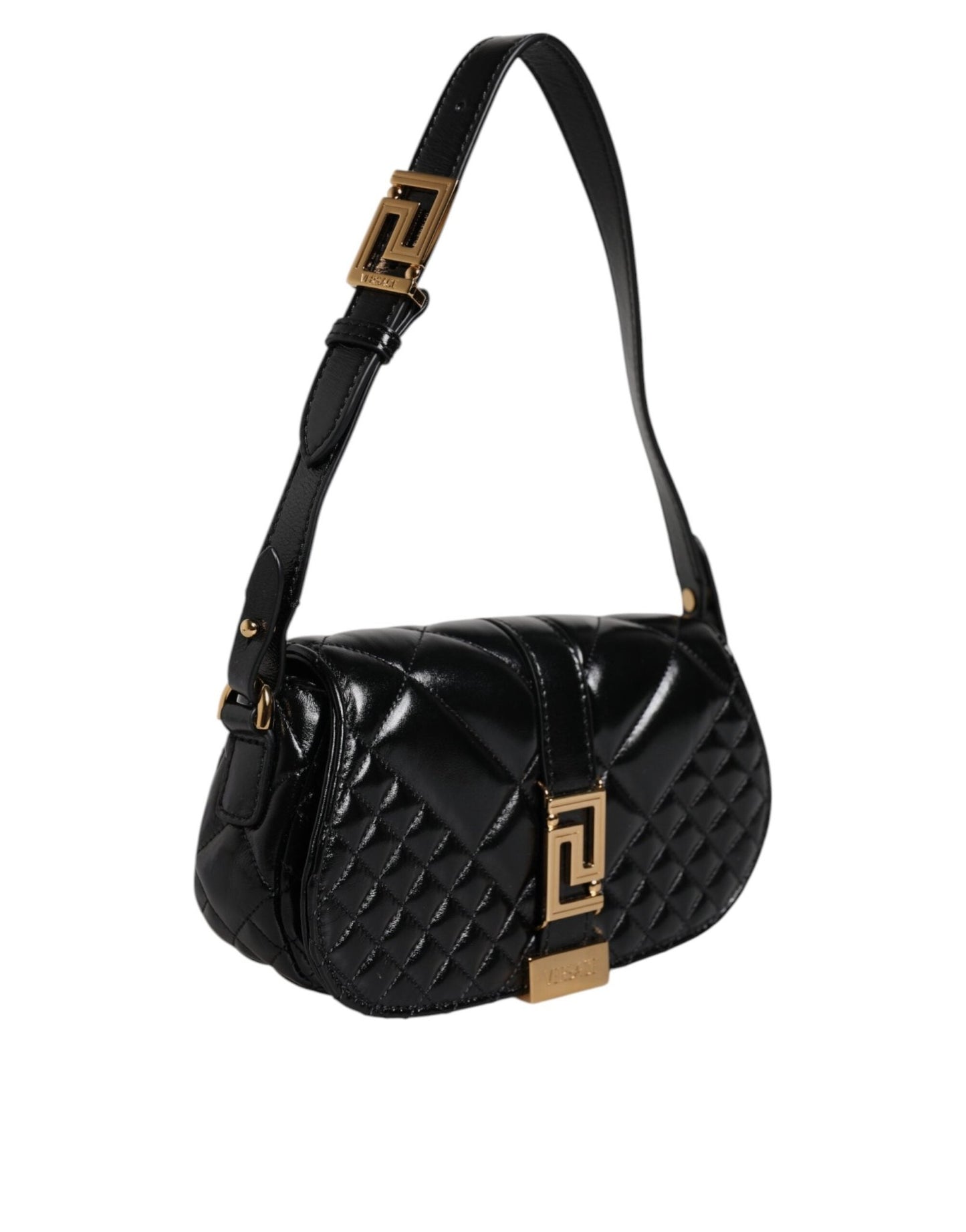 Versace Black Calf Leather Quilted Shoulder Strap Bag - Sandy Store ByNet