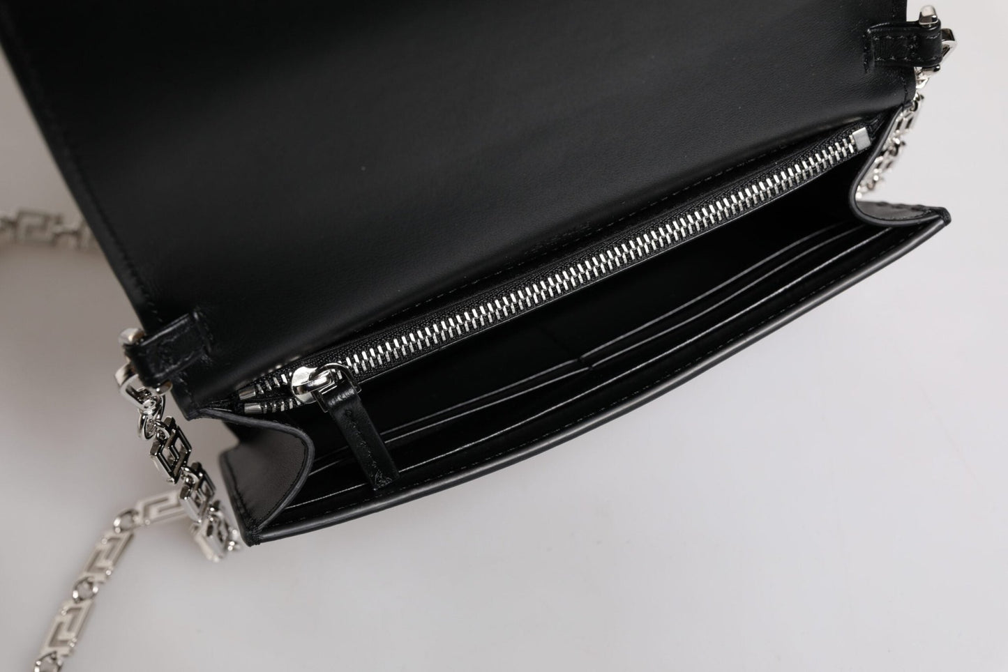Versace Black Calfskin Leather Chain Strap Shoulder Crossbody Bag - Sandy Store ByNet