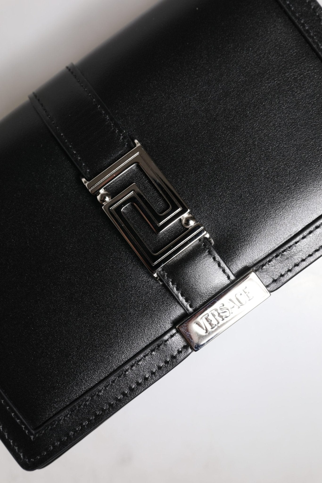 Versace Black Calfskin Leather Chain Strap Shoulder Crossbody Bag - Sandy Store ByNet