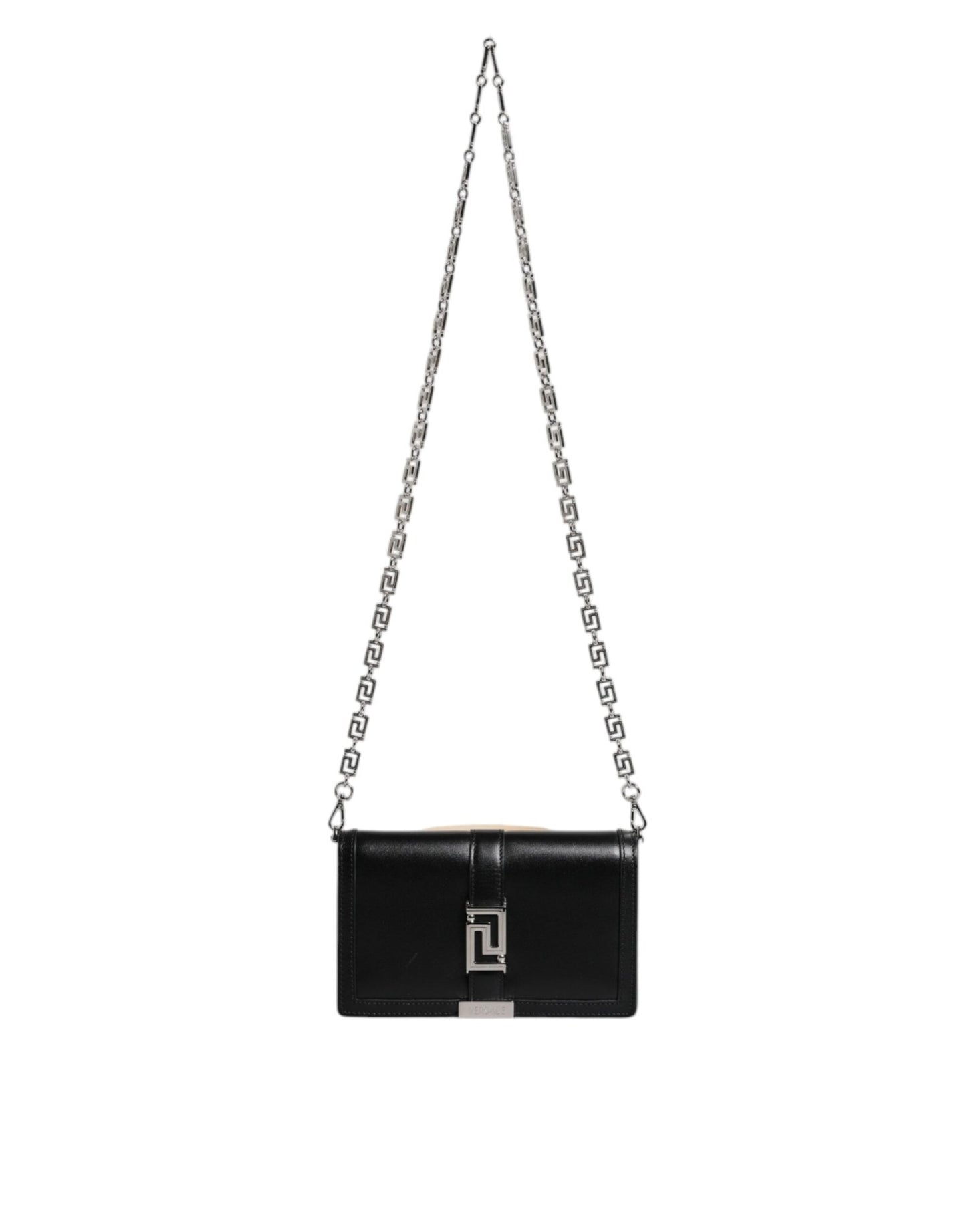 Versace Black Calfskin Leather Chain Strap Shoulder Crossbody Bag - Sandy Store ByNet
