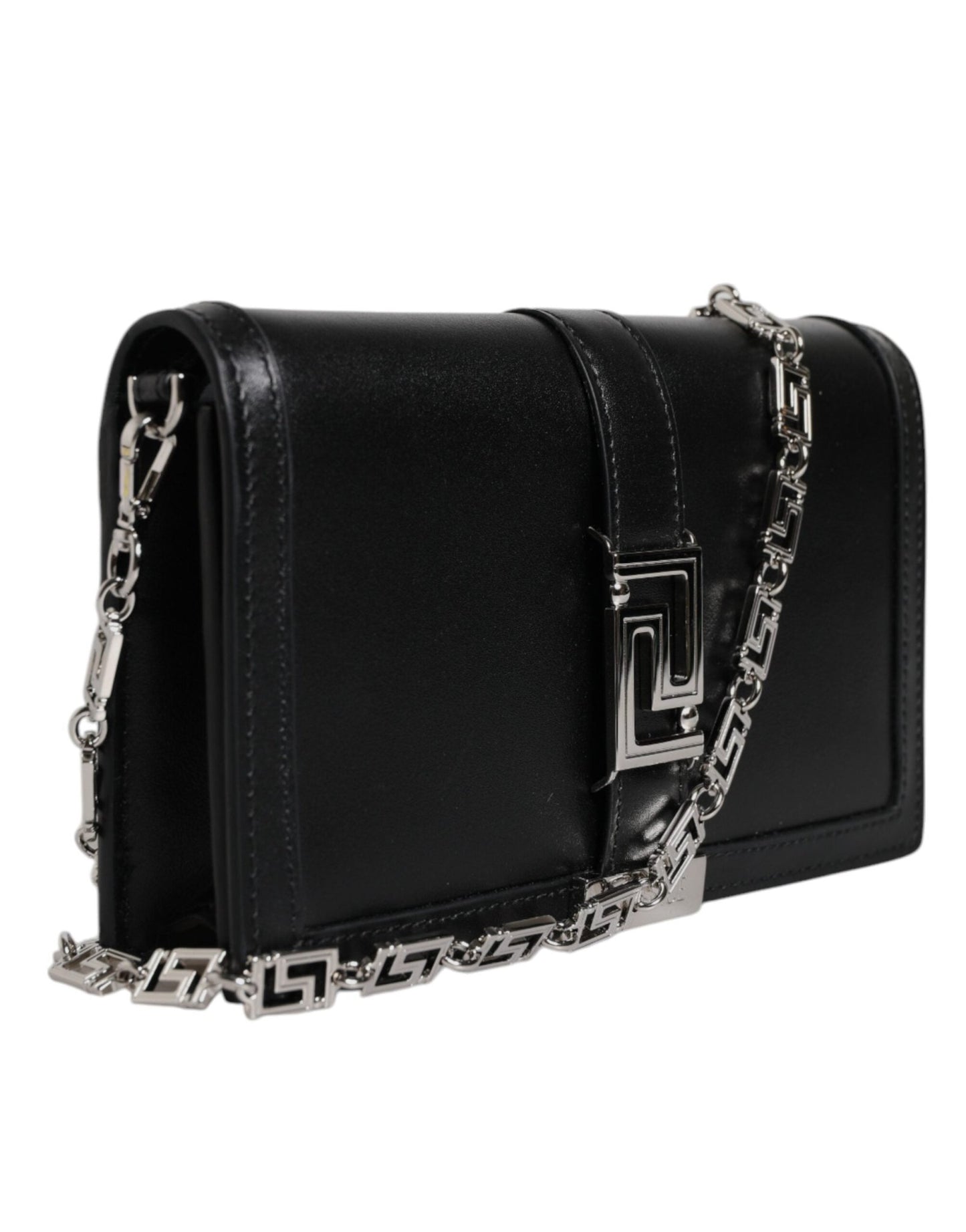 Versace Black Calfskin Leather Chain Strap Shoulder Crossbody Bag - Sandy Store ByNet