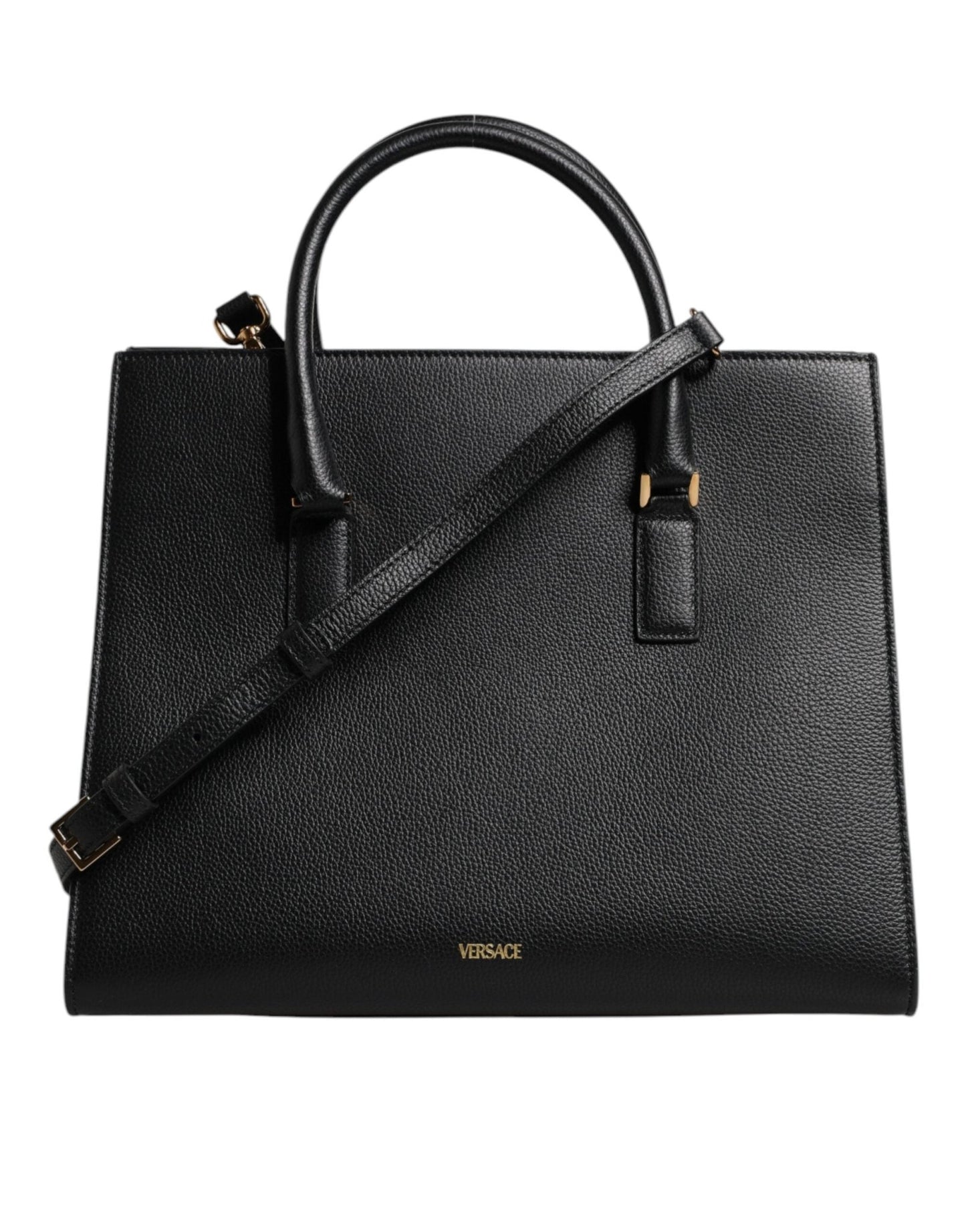 Versace Black Large Leather Top Handle Shoulder Crossbody Bag - Sandy Store ByNet