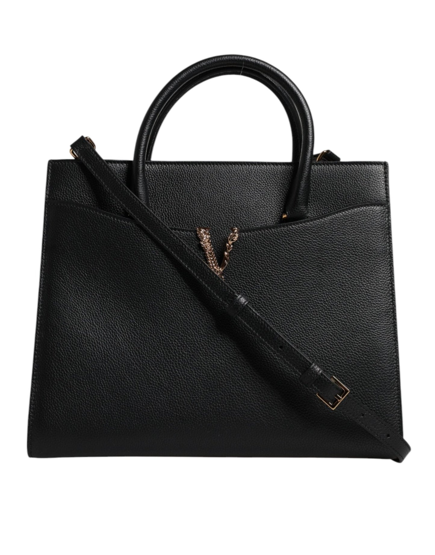 Versace Black Large Leather Top Handle Shoulder Crossbody Bag - Sandy Store ByNet