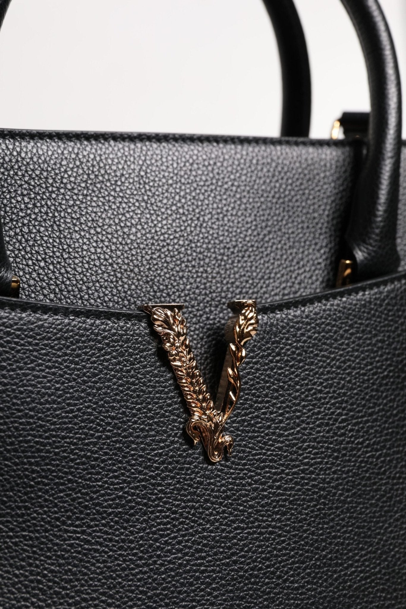 Versace Black Large Leather Top Handle Shoulder Crossbody Bag - Sandy Store ByNet