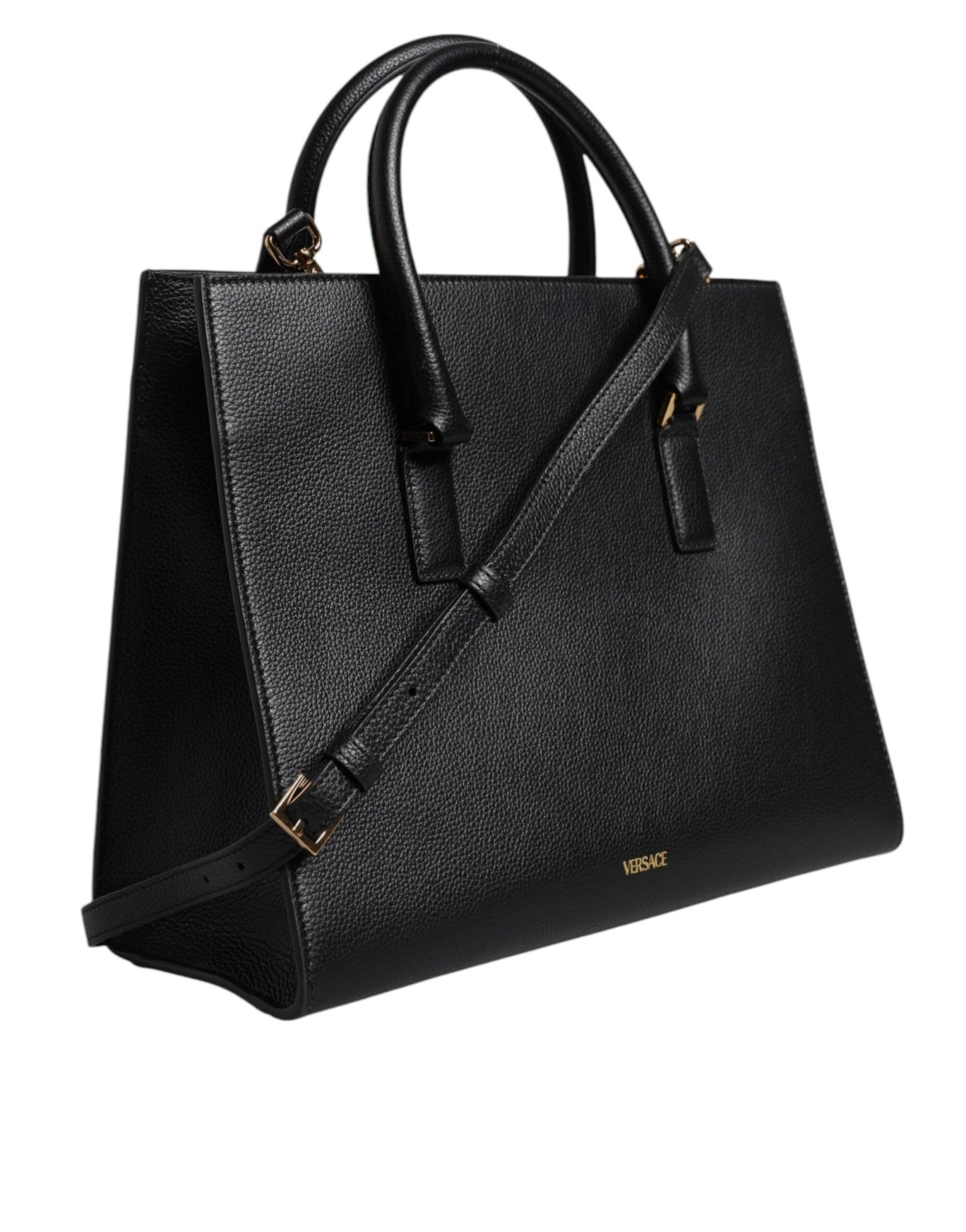 Versace Black Large Leather Top Handle Shoulder Crossbody Bag - Sandy Store ByNet
