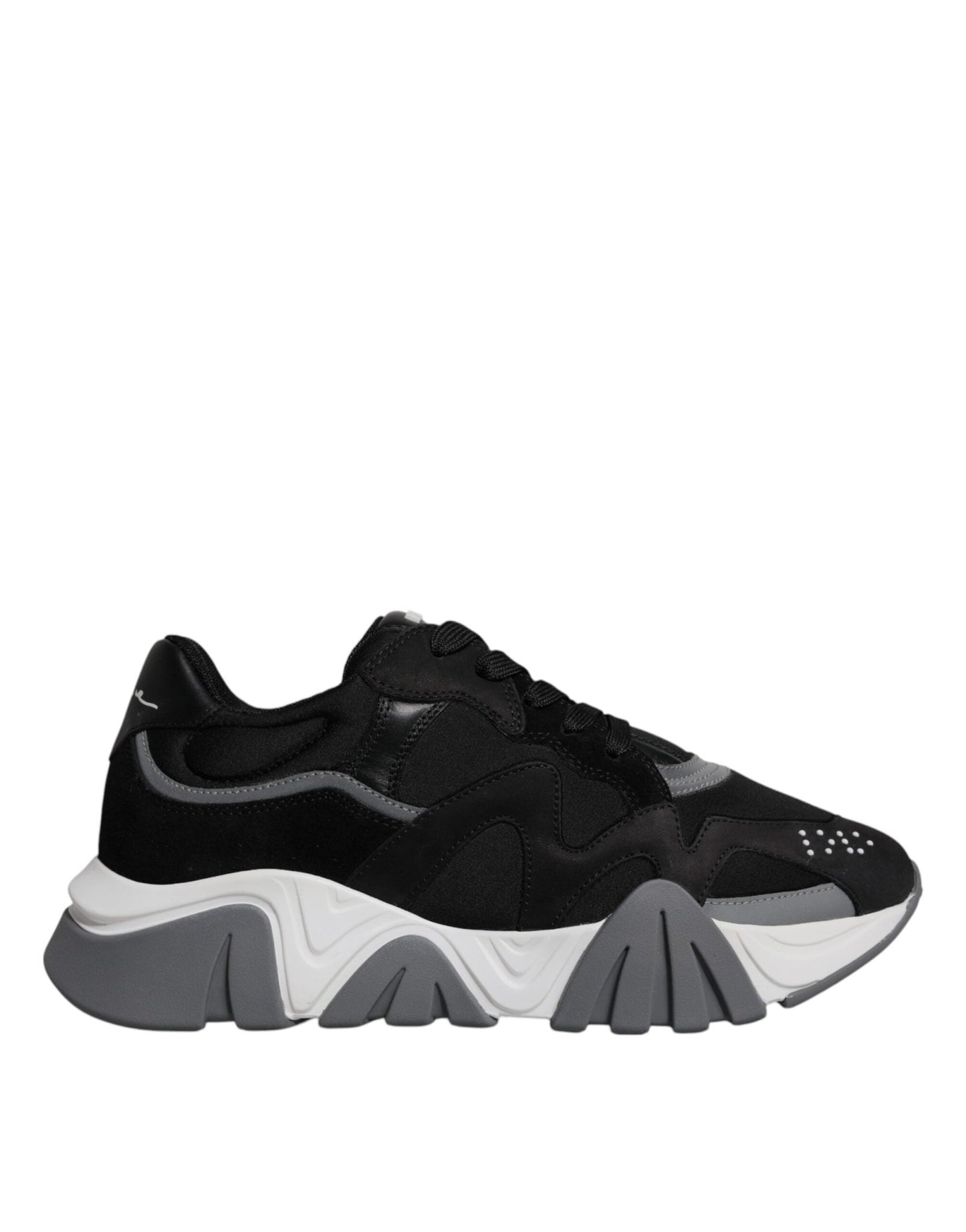 Versace Black Leather Neoprene Chunky Low Top Sneakers Squalo Shoes - Sandy Store ByNet